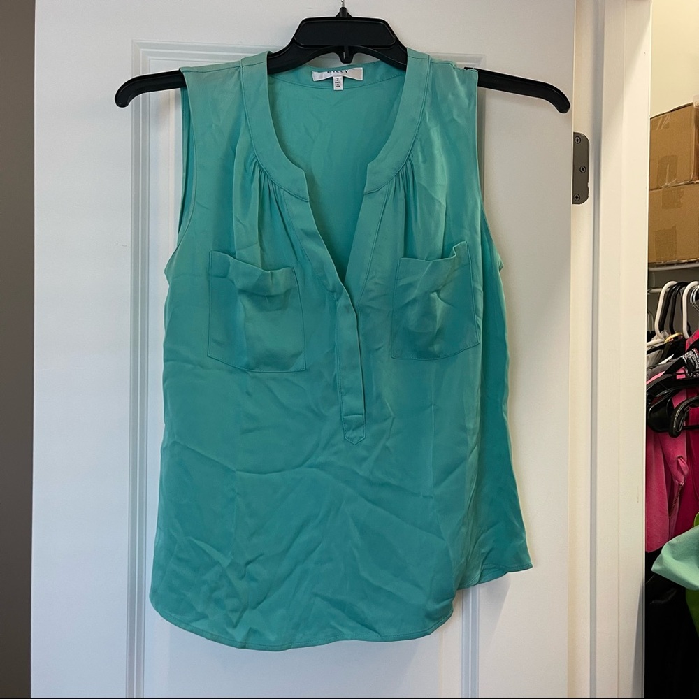 Milly teal sleeveless blouse size 2